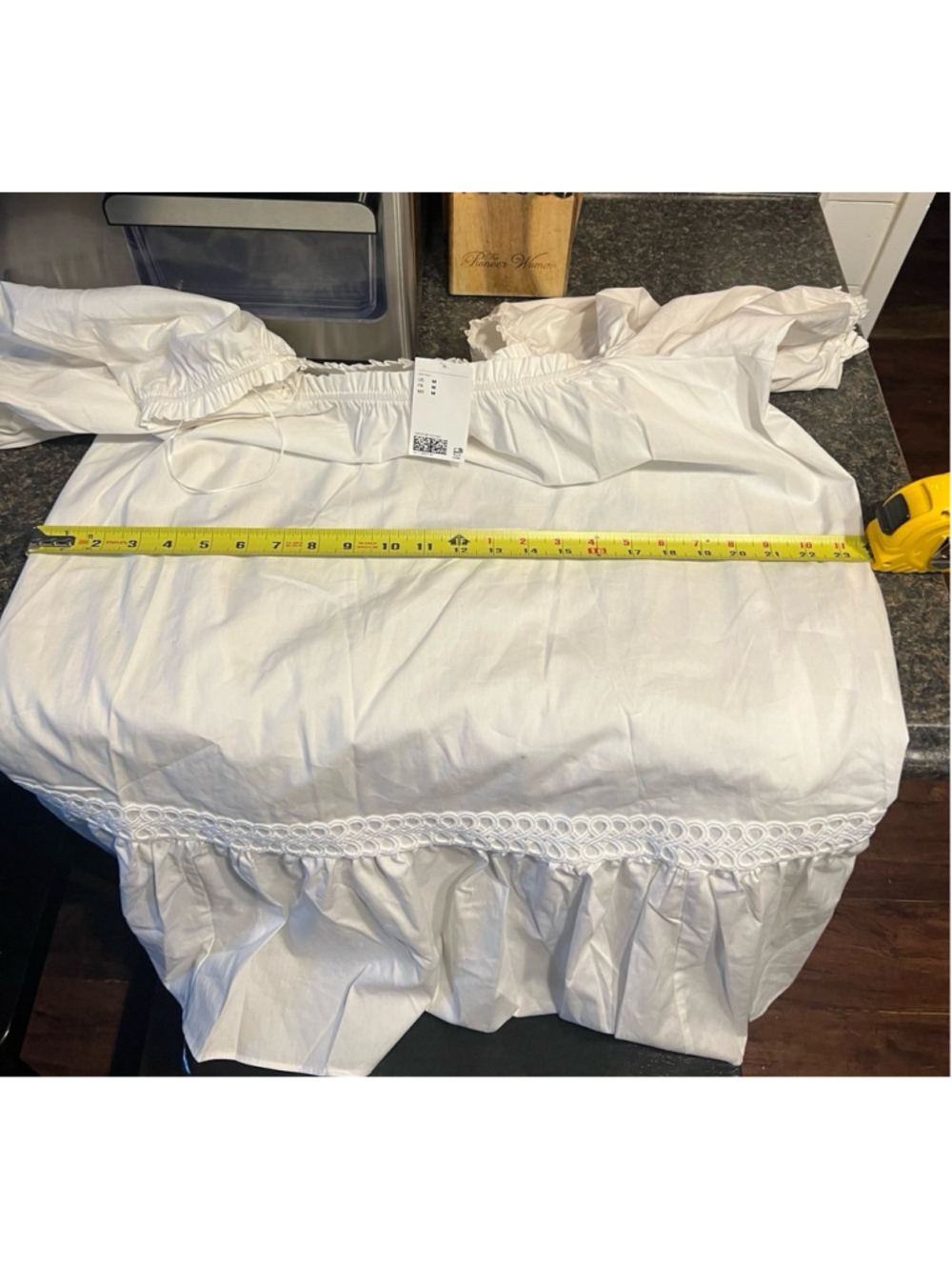 NWT H&M WHITE POPLIN DRESS WITH PUFF SLEEVES - Picture 10 of 11